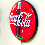 Placa Painel Luminoso Parede Coca Cola Bar Boteco Adega 43cm
