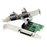 Placa Pci Express 1x 2 Porta Serial Db9 E 1 Paralela Db25