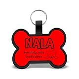Placa Pingente De Identificação Pet Para Cães Personalizada Texto Personalizado Frente E Verso Osso AmyPets Vermelho 