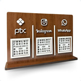 Placa Pix 3 Qr Code Madeira Instagram Display Whatsapp