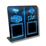 Placa Pix E Wi-fi Display De Qr Code Em Acrilico Preto (preto Com Azul)