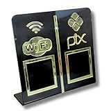 Placa Pix E Wi-fi Display De Qr Code Em Acrilico Preto (preto Com Dourado)