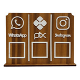Placa Pix Instagram E Whatsapp Em Mdf Para Qr Code