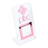 Placa Pix Qr Code Display Pagamentos Acrílico Transparente Cor Transparente E Rosa