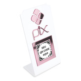 Placa Pix Qr Code Display Para Pagamentos Acrílico Branco Cor Branco E Rosa