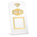 Placa Qr Code Wifi Balcão Comercio Acrilico Cristal 8 X 15cm Cristal Com Dourado
