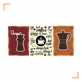 Placa Quadro Decorativo Café 6 Em Mdf 30x20cm Kit 3