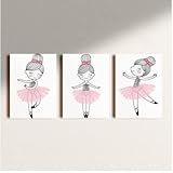 Placa Quadro Decorativo Infantil Bebe Menina 3 Peças 20x30 Bailarina R6y