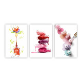 Placa Quadro Mdf 20x30cm Manicure Esmalte 2 Kits