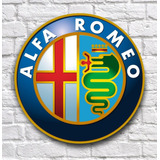 Placa Redonda Mdf Alpha Romeo 1972 Garagem Decoração
