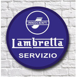 Placa Redonda Mdf Maico Lambretta Servizio Decoração Garagem