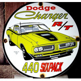 Placa Retrô Dodge Charger R t Em Metal 50cm
