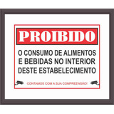 Placa Sinalização 40x30 Proibido Consumo alimentos E Bebidas