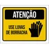 Placa Sinalização Atenção Use Luvas De Borracha 18x23