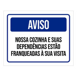 Placa Sinalização Aviso Nossa Cozinha Dependências 18x23