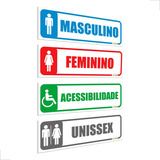 Placa Sinalização Banheiro Feminino Masculino Pne