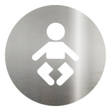 Placa Sinalizacao Banheiro Fraldario Em Inox Bebe Trocador Cor Da Moldura Prata