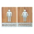 Placa Sinalização Banheiro Wc Acrílico Premium Wood 2 Peças