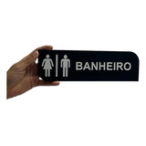 Placa Sinalização Banheiro Wc Acrílico Preto Com Prata
