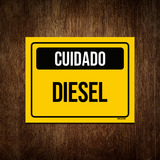 Placa Sinalização Cuidado Diesel Amarelo 18x23