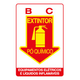 Placa Sinalização Extintor Pó Químico Bc 20x30 X 714 F9e