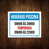Placa Sinalização Horário Piscina Temporada 27x35