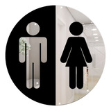 Placa Sinalização Indicativa Banheiro Espelhado Unissex
