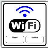 Placa Sinalização Wifi 15x15cm Lugar P/ Colocar Senha E Rede