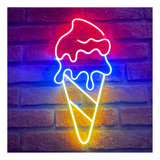 Placa Sorvete Painel Neon Led Letreiro Luz Luminoso Cor Luz