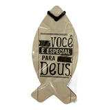 Placa Tag Peixe Cristão Em Mdf E Papel Decor Home Decorativa