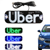 Placa Uber Ventosa Led Identificação Motorista Aplicativo