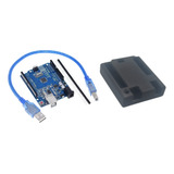 Placa Uno Ch340 Compatível Com Arduino Cabo E Case Em 3d