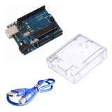 Placa Uno Dip Atmega328 Compatível Com Arduino Case cabo