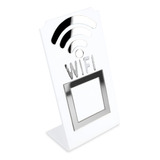 Placa Wifi Qr Code Display Acrílico De Mesa Balcão Branco Cor Branco E Prata