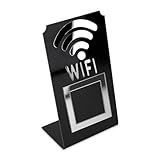Placa Wifi QR Code Display Acrílico De Mesa Balcão Preto Preto E Prata 