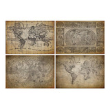 Placas Decorativas Vintage Mapas Antigos 20x30cm
