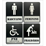 Placas Sanitários Feminino Masculino Pne Fraldário Em Mdf