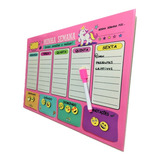 Planner Metálico Rosa Infantil Semana Mural Organizador