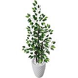 Planta Artificial Figueira Ficus Verde Vaso Polietileno Decoração 3D Branco