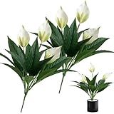 Plantas Realistas- 2 Peças De Flores Artificiais De Lírio De Calla- Plantas Realistas De 45 Cm De Altura- Flores Fáceis De Cuidar- Lírio Branco- Para Jardim De Casa De Casamento