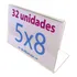Plaquinha Expositor De Preço Para Vitrine 5x8 Kit 32