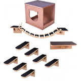 Play Kit Nicho Gatos 10 Pcs Toca degraus prateleiras Mdf 9mm