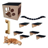 Playground Gato 8 Pçs Ponte Nicho Degrau Toca Brindes p 