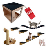 Playground Gato Arranhador Para Gatos 9 Pçs Ponte Prateleira Degraus Grupo Paraíso Mdf