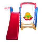 Playground Infantil 3 Em 1 Balanço Escorregador E Cesta