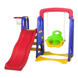 Playground Infantil 3 Em 1 Escorregador Balanço E Basquete Cor Colorido