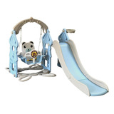 Playground Infantil 3 Em 1 Plástico Escorregador Balanço Cesta Lazer Brinquedo Azul Brinqway Bw 218