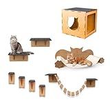 Playground Para Gato De Parede Nicho Prateleira Rede E Degrau Kit Com 9 Peças