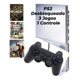 Playstation 2 Cor Satin Silver 3 Jogos Completo Barato