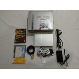 Playstation 2 Ps2 Slim Bloqueado Americano Edição Prata Caixa Manual Acessórios Serial Batendo